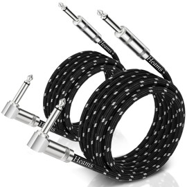 Heams 2 Pack Premium 10 FT Guitar Cable, 1/4 Inch Instrument Cable- Noise Free and Long-Lasting Guitar Chord- AMP Cord for Bass, Electric Guitar, Electric Mandolin, Right Angle
