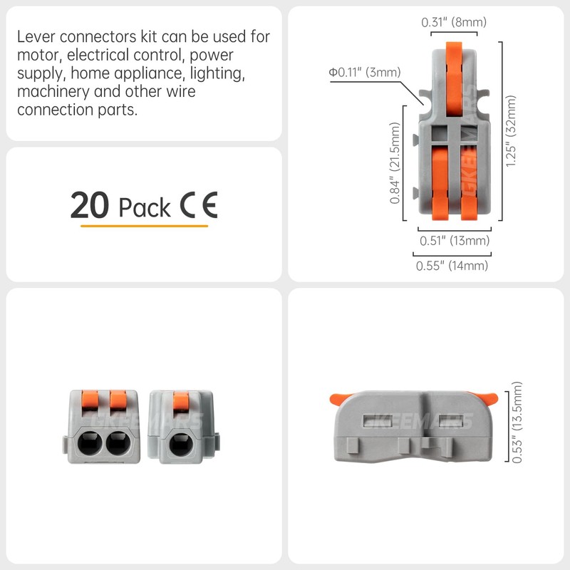 GKEEMARS 20Pcs Mini Electrical Wire Connectors, DIY Splicing into 4/6/8/9/10