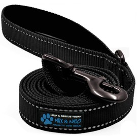 Max and Neo Small Dog Reflective Nylon Leash - Donate a Leash to Dog Rescue for Each Sold (Black, 4x5/8)