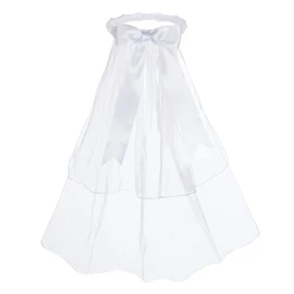 Bonnie Jean Juego de velo y guantes de primera comunión con perlas y lentejuelas, Corona de perlas blancas, Talla única