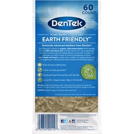 DenTek Earth Friendly Floss Picks, Organic Plant-Based bio-Plastic Handles, Mint, 60 Count