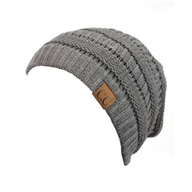 C.C Trendy - Gorro de Punto Trenzado Grueso y Suave y elástico, Gris Light Melange, One Size