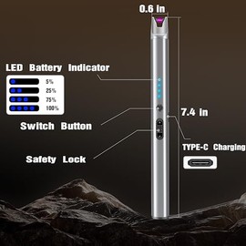 Luxgaze 3 Pack Electric Candle Lighter Rechargeable USB Lighters Flameless Windproof Plasma Arc Lighters with Safety Lock Long Lighter for Candle BBQ Camping Birthday Party