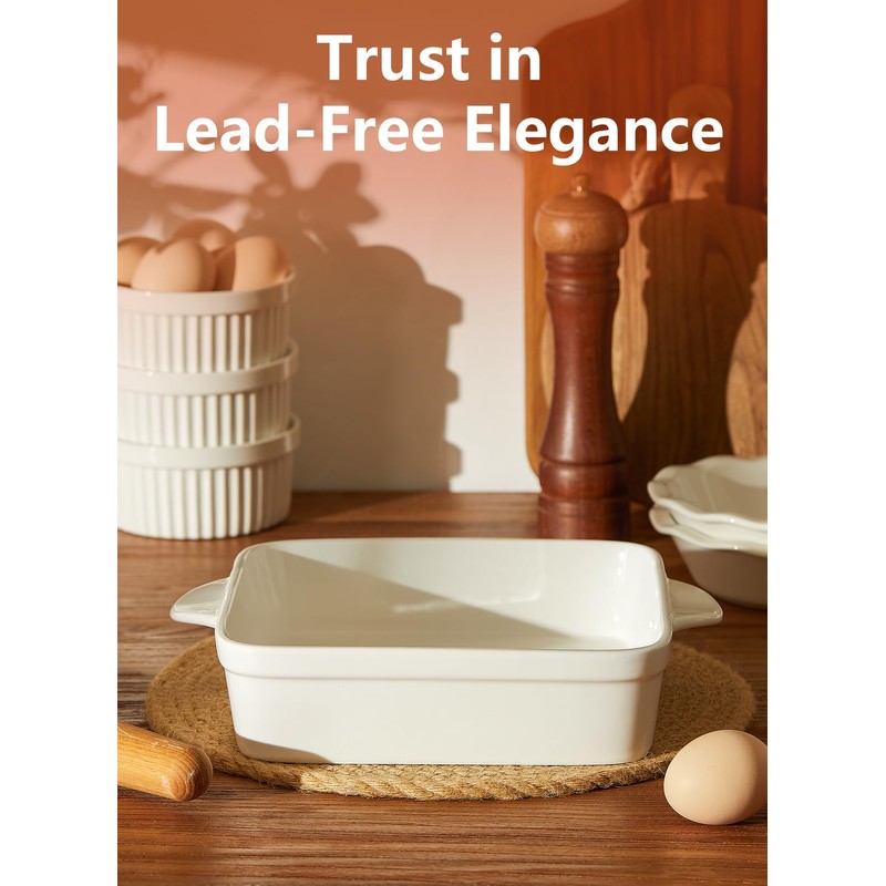 Sweese 8x8 inch Square Porcelain Baking Dish with Double Handles