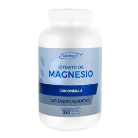 NATURAGEL Citrato de Magnesio con Omega 3  Cápsulas con Sello Hermético de 1000mg  Suplemento Mineral Esencial de Alta Biodisponiblidad (160 Cápsulas)