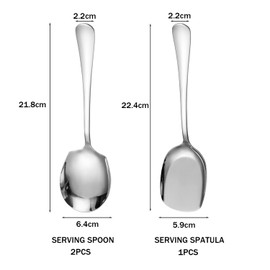 3-Piece Stainless Steel Serving Spoon, Buffet Spoon, Large Spoon with Long Handle, Cooking Serving Set for Kitchen, Dining Room, Banquet (Silver)