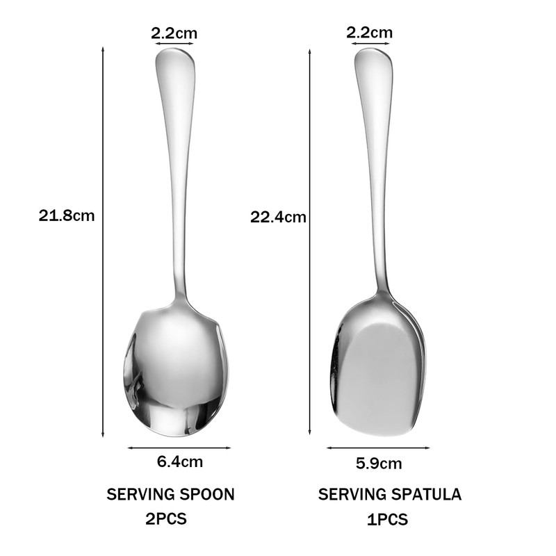 3-Piece Stainless Steel Serving Spoon, Buffet Spoon, Large Spoon with