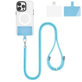 BFSD·DM Cell Phone Lanyard, Universal Crossbody Patch Phone Lanyards,Adjustable Nylon Phone Lanyards for Around The Neck,Compatible with Most Smartphones(Sky blue)