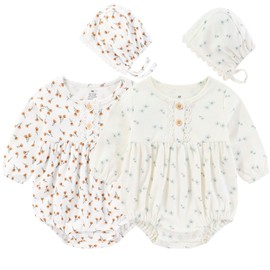 Ruliby Baby Romper Girl Newborn Floral Bodysuit Infant Girl Clothes 6-9 Months