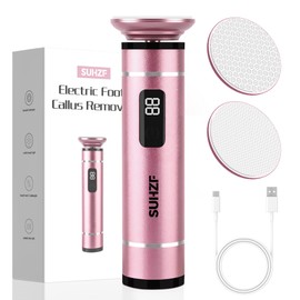 SUHZF Electric-Foot-File-Callus-Remover Glass Grinding Head Electric Callus Remover for Feet Rechargeable Foot Grinder Dead Skin Pedicure Tools Adjustable Speed Foot Sander with Led Display (Pink)