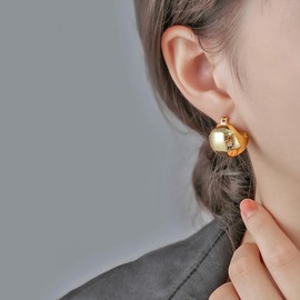 PearlLives Chunky Hoop Earrings 14K Gold Plated Thick Hoops Earrings For Women Gold Ball Dangle Earrings (Gold Ball Hoop Earrings)