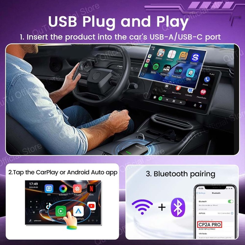 CarlinKit Wireless CarPlay & Android Auto Adapter CP2A Pro AI