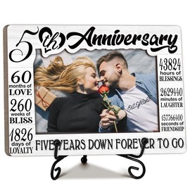 Ogleqoo Happy Anniversary Picture Frame Gifts, 5th Anniversary Photo Frames, 5 Years Anniversary Valentines Gifts for Husband/Wife/Him/Her, Home Office Desk Decorations, Mr and Mrs Gifts-A29