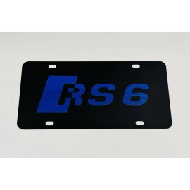 RS6 (BLUE) License Plate Reinforce | Black Metal | Street Racing Performance USA