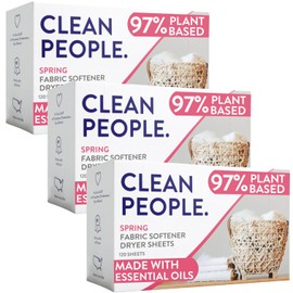 The Clean People Fabric Softener Sheets - Dryer Sheets - Softens & Removes Static Cling - Vegan Laundry Softener, Essential Oils - Spring 360 Pack