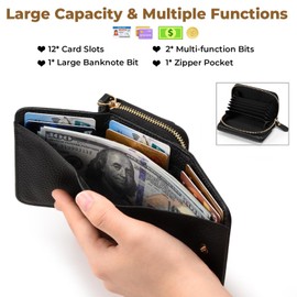 RRANCharltu Women's Small Purse Women's Small Purse with Many Card Holders RFID Protection with Zip with Coin Compartment Mini Purse, cream-coloured, Classic