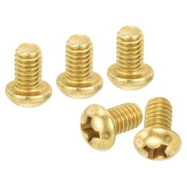 uxcell 20Pcs Brass Machine Screws, M4x6mm Phillips Pan Head Fastener Machinery Bolts, Pan Head Fastener Bolts for Furniture, Office Equipment, Electronics, Brass Tone