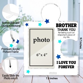 Gifts for Brother from Sister Photo Frame, Brother Birthday Gifts for Men Boys Thanksgiving Christmas Gift Idea, Brother Acrylic Puzzle Piece Tabletop Picture Frames, Vertical Photo 6 x 4 Inches