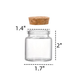 Dicunoy 20 PCS Glass Favor Jars with Cork Lids, 2 OZ Mini Round Vials Bottles, Small Cute Spice Containers for Tea, Jelly, Candy, Dried Flowers, Wedding Party Favors, DIY Crafts