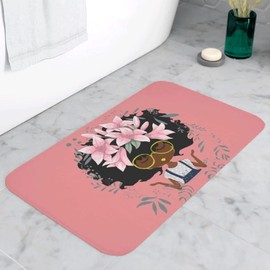 Pardon My Fro Lily Bathroom Mat - Cushioned Soft Absorbent Bath Rugs with Printed Design - Washable Shower Mat Non Slip - Stylish Microfiber Bath Mat - Lily Pink Bath Mat 30" X 20"