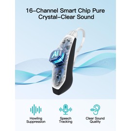 Sengdong Hearing Amplifiers for Seniors,Rechargeable with Noise Cancelling,Black BTE Voice Amplifiers 16 Channel Digital Chip with 4 Sound Modes,Hearing Assist Devices with Large Capacity Charging Box (Double)