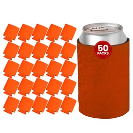 Gifts by Design 50 Ct of Kan-Tastic Can Cooler & Holder – Orange – Soft, Flexible Foam Keeps Beer, Soda, Water Cool & Fresh – Great for Custom Designs for DIY Projects, Events, Company Promotions