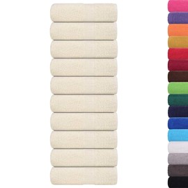 vidaXL Soap Towels - 10 pcs, Cream, 100% Cotton, Soft, Absorbent, 30x30 cm with Hanging Loop, Machine Washable