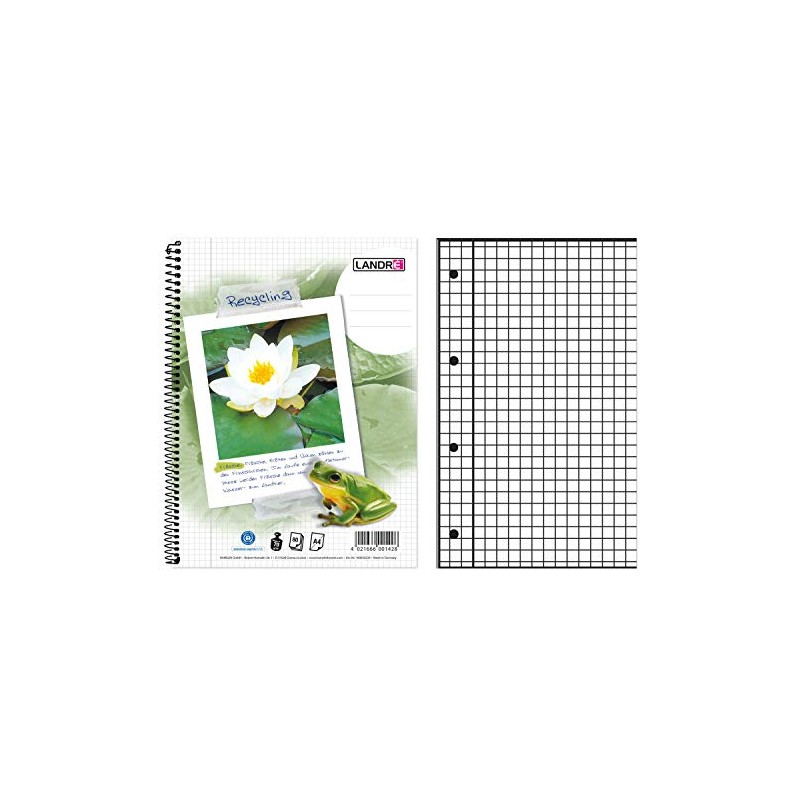 LANDRÉ 'Recycled' DIN A4 + College Notepad Squared 80 Sheets