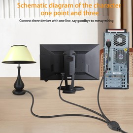 GELRHONR 60cm UPS Server IEC 320 C14 to 4X IEC 320 C13 Y Splitter Extension Power Cable (1 to 4)