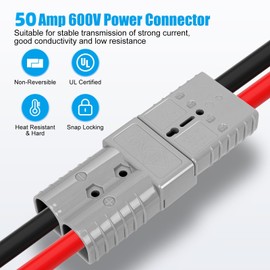 ANKG 6PCS 8 Gauge 50Amp Battery Quick Disconnect,12v-36v Batteries Quick Connect/Disconnect Plug Kit,Jumper Cable Plug Connectors for Recovery Winch, Forklift,Towing Systems(Gray with Cover)