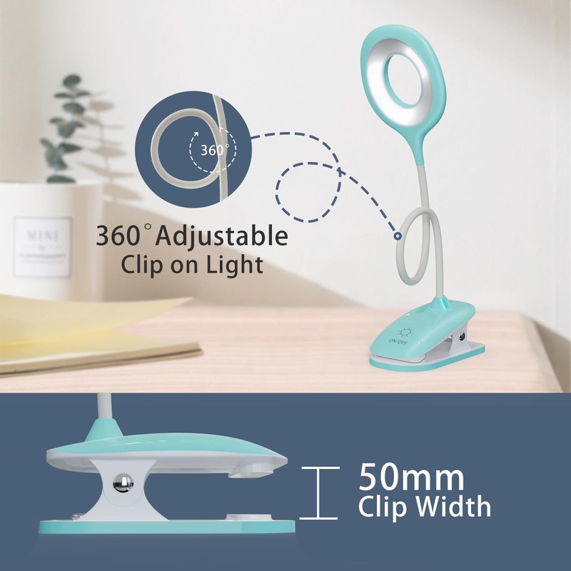 GCDFGV Clip On Reading Light for Bed Headboard, USB Rechargeable