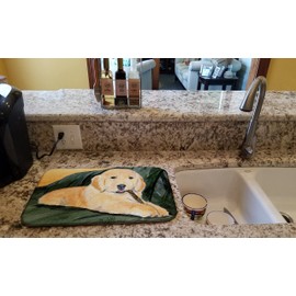 Caroline's Treasures SS8761DDM Golden Retriever Dish Drying Mat Absorbent Dish Drying Mat Pad for Kitchen Counter Dish Drainer Mat for Countertop, 14 x 21", Multicolor