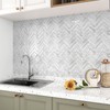 Wallercity Gray Herringbone Marble Peel and Stick Backsplash 10-Sheets Marble