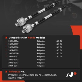 A-Premium 2 x Front Inner Tie Rod Ends, Compatible with Honda Ridgeline 2006-2014