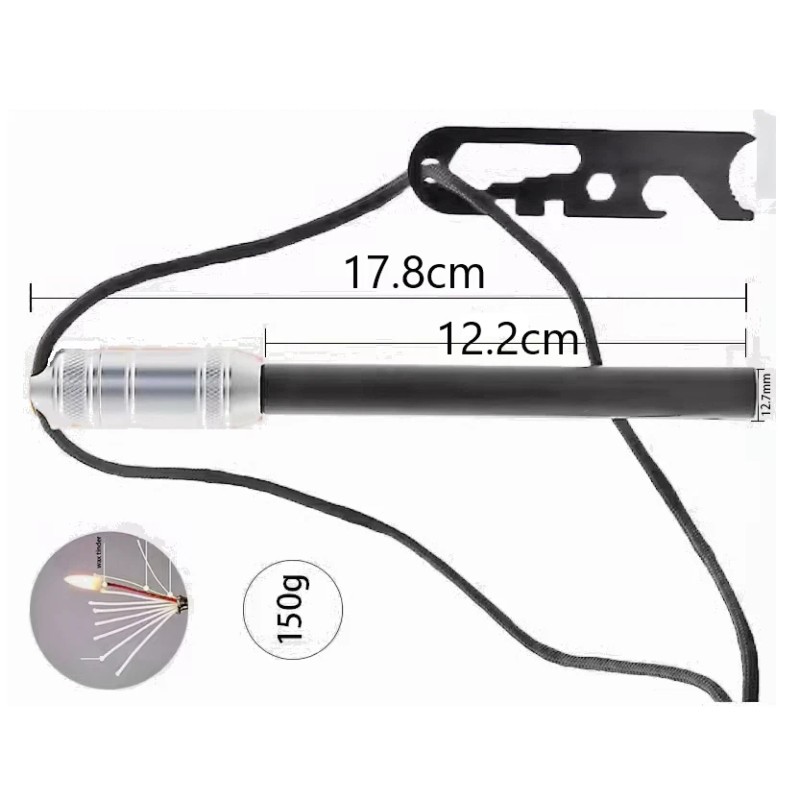 SCORPCO Ferrocerium Ferro Rod Flint Fire Starter Waterproof Aluminium +