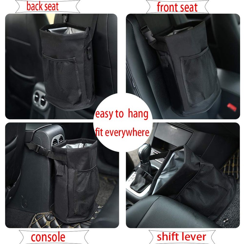 Qichebox Car Trash Can Reusable Waterproof Vehicle Garbage Bin Car