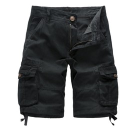 GSGGIG - Pantalones cortos tipo cargo para hombre, pantalones cortos de camuflaje, pantalones cortos clásicos de algodón, de ajuste relajado con 6 bolsillos, Negro -, 38