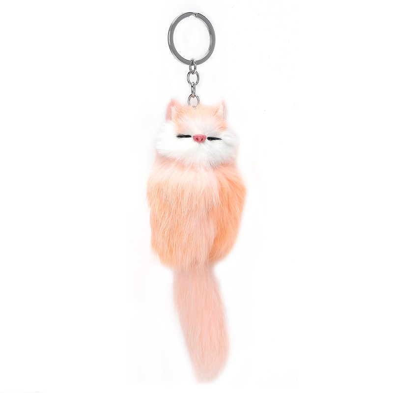 5pcs Handicraft Fluffy Animal Keychain Portable Cute Key Ring Car