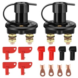 2 Stück Batterieschalter 12V / 24V, Schnelles Ausschalten Trennschalter, Reines Kupfer Hauptschalter 12V mit Natoknochen Schlüssel, Batteriehauptschalter für Pkw Wohnmobile Lkw Schiffe