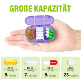 Joinice Pill Box 7 Days, Weekly Pill Box, 3 Compartments per Day (MORN/NOON/NIGHT), Small, Moisture-proof & Robust, for Medication, Vitamins & Supplements (3 x 7 Transparent + Rainbow)