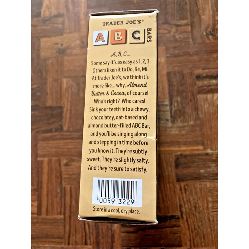 Trader Joe's Vegan ABC Almond Butter Cocoa Bars 2-6 Pack,