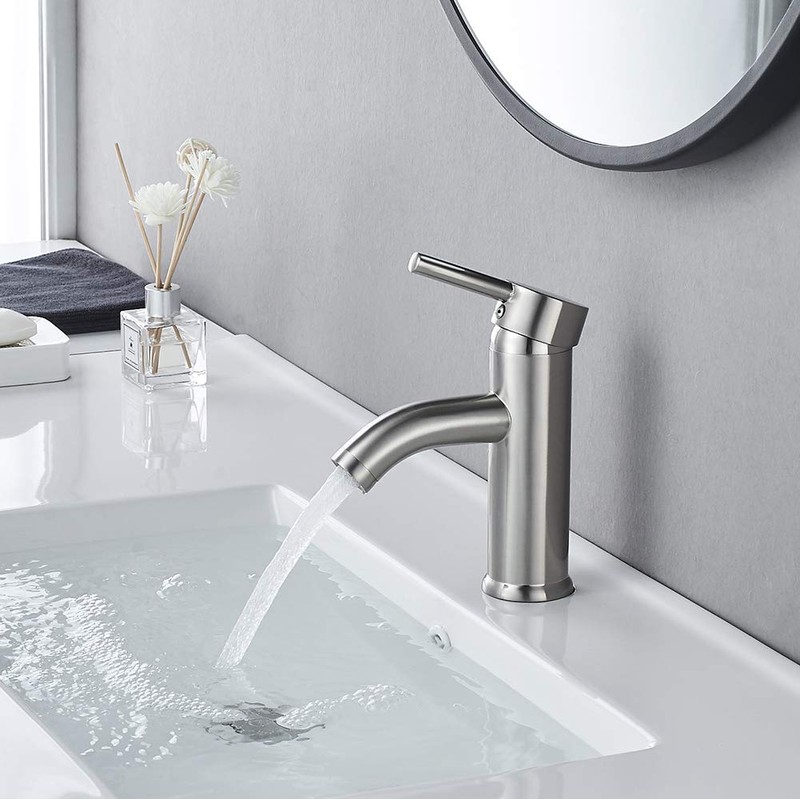 Bathroom Faucet Brushed Nickel One-Handle, Modern one Hole Bathroom Sink