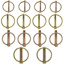 WeqeYent 14pcs M4.5/M6/M8/M10 Round Safety Retaining Pins Lynch Pin Assortment Kit Heavy Duty Trailer Lock Pin Fastener 3PT Hitch Clips for Farm Trailers Wagons Lawn Garden