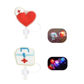 lmzyf 2Pcs Cute glitter Silicone Straw Covers Cap for 30 & 40 oz Tumblers Cup, for Straw Toppers reusable, perfect for water bottles (C)