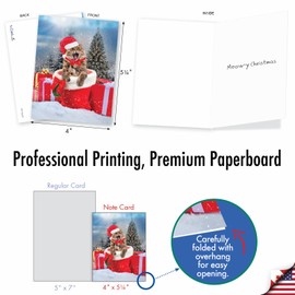 The Best Card Company - 36 Assorted Notecards Bulk Box Set 4 x 5.12 Inch with Envelopes, Mixed Pet Merry Christmas Variety Pack (18 Designs, 2 Each) - Holiday Cats AM7846XSG - B2x18