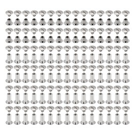 HARFINGTON 100 Sets Chicago Screws Leather Rivets, M4 5/32-Inch Belt Binding Metal Screws for Leathercraft, Bag, Shoes, Purse, Bookbinding, Silver, M4x6/8/10mm