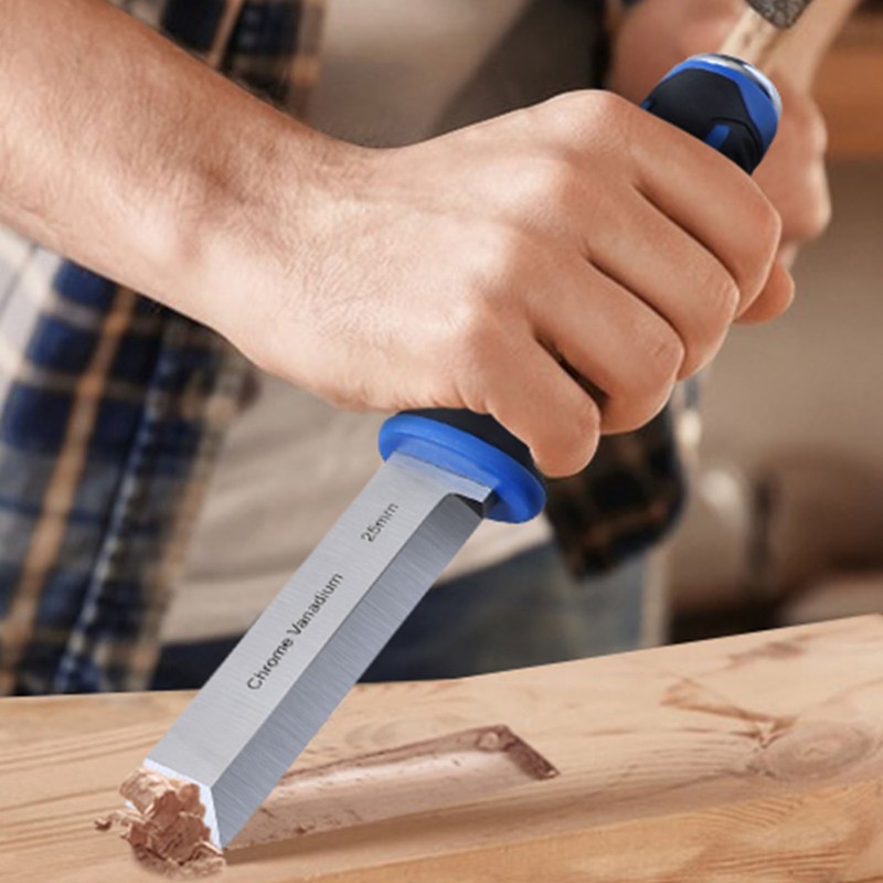 Wood Chisel Tool Hardened CR V Rubber Wrapped Handle Hand