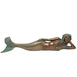 Nautical Tropical Imports Little Dreamy Mermaid Sculpture (Verdigris Bronze)