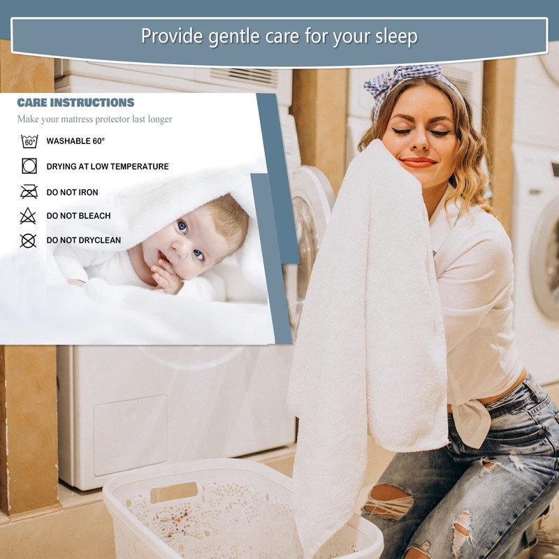 Bedecor Waterproof Mattress Protector 100 x 200 cm, Cotton, Hygienic