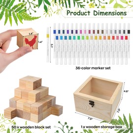 MUNNAR 144 Pcs Baby Shower Game Sign Kit, Baby Shower Blocks Games Sets, Includes 50 DIY Blank Wooden Blocks, 41 Stencils, 36 Paint Markers, 15 Advice Cards, 1 Storage Box and 1 Wooden Sign